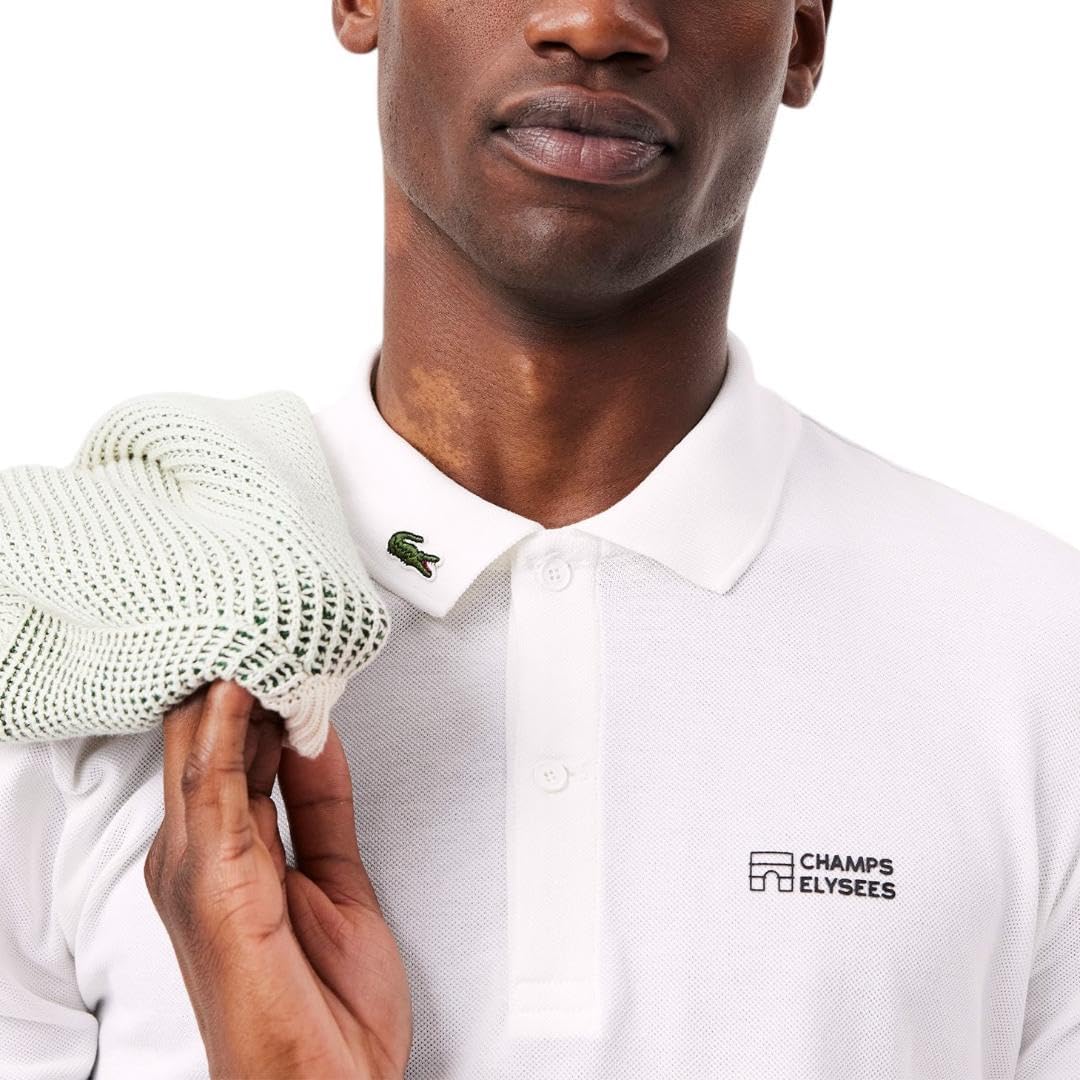 Lacoste мужская оригинальная поло L.12.12 с принтом Champs-élysées, White — фото 2