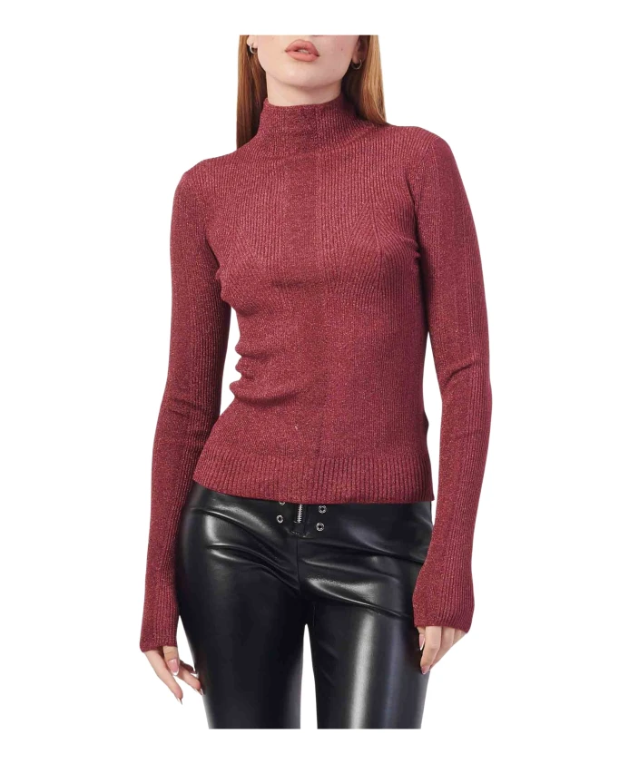 

Шерстяной свитер бордового цвета с металлическими деталями. Patrizia Pepe, красный