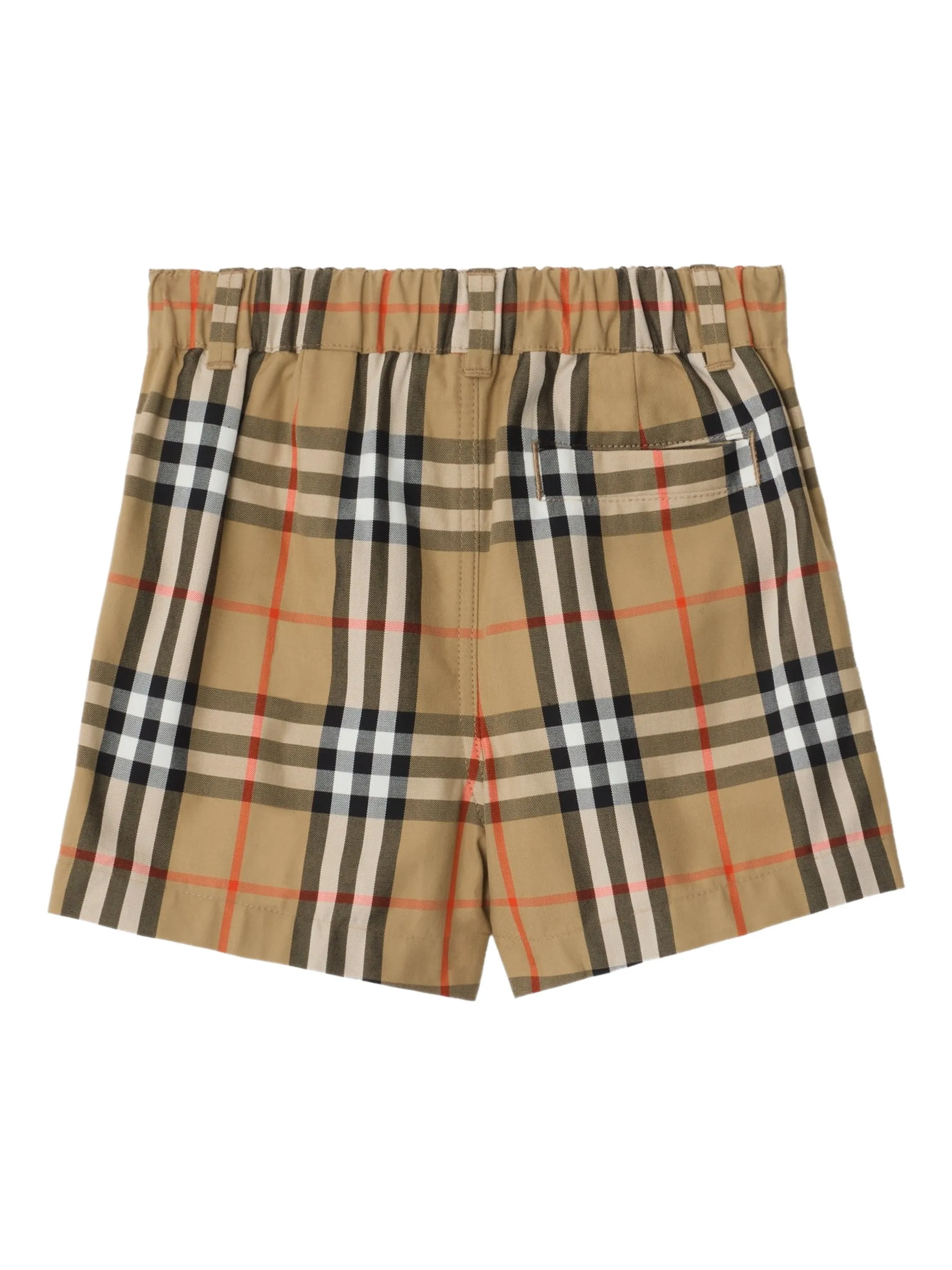 Шорты в клетку с эластичным поясом Burberry Kids, бежевый — фото 2