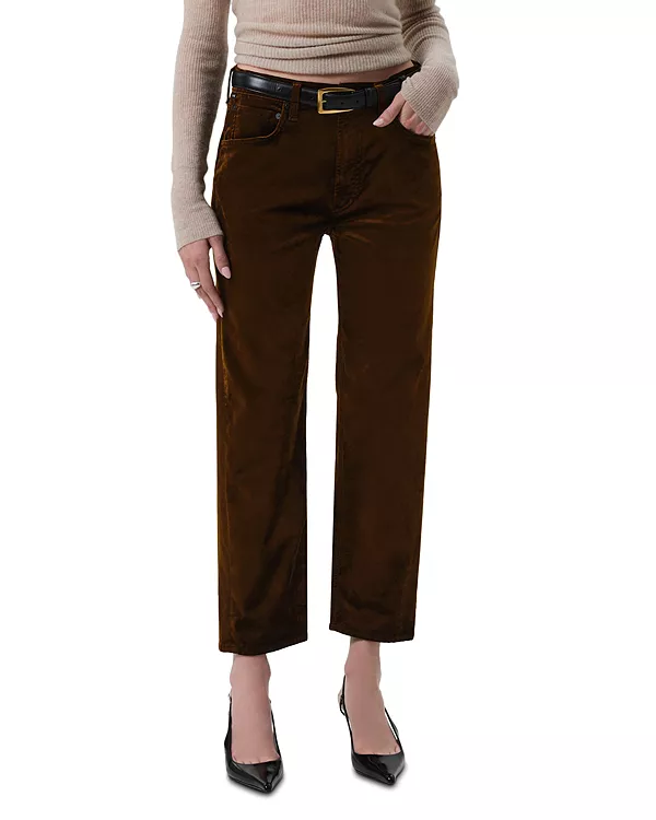 

Джинсы Delfina с высокой посадкой и прямым кроем, золотистого цвета. Citizens Of Humanity, золотой