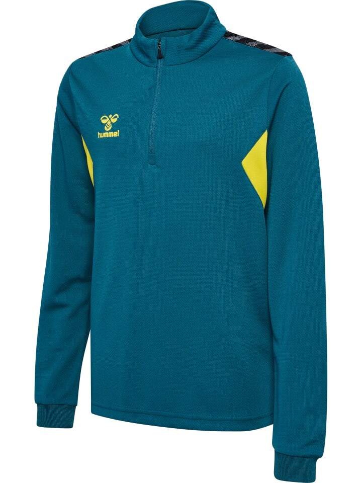 Толстовка Hummel Halbreißverschluss Sweatshirt Hmlauthentic Multisport Kinder, цвет BLUE CORAL/SULPHUR SPRING — фото 4