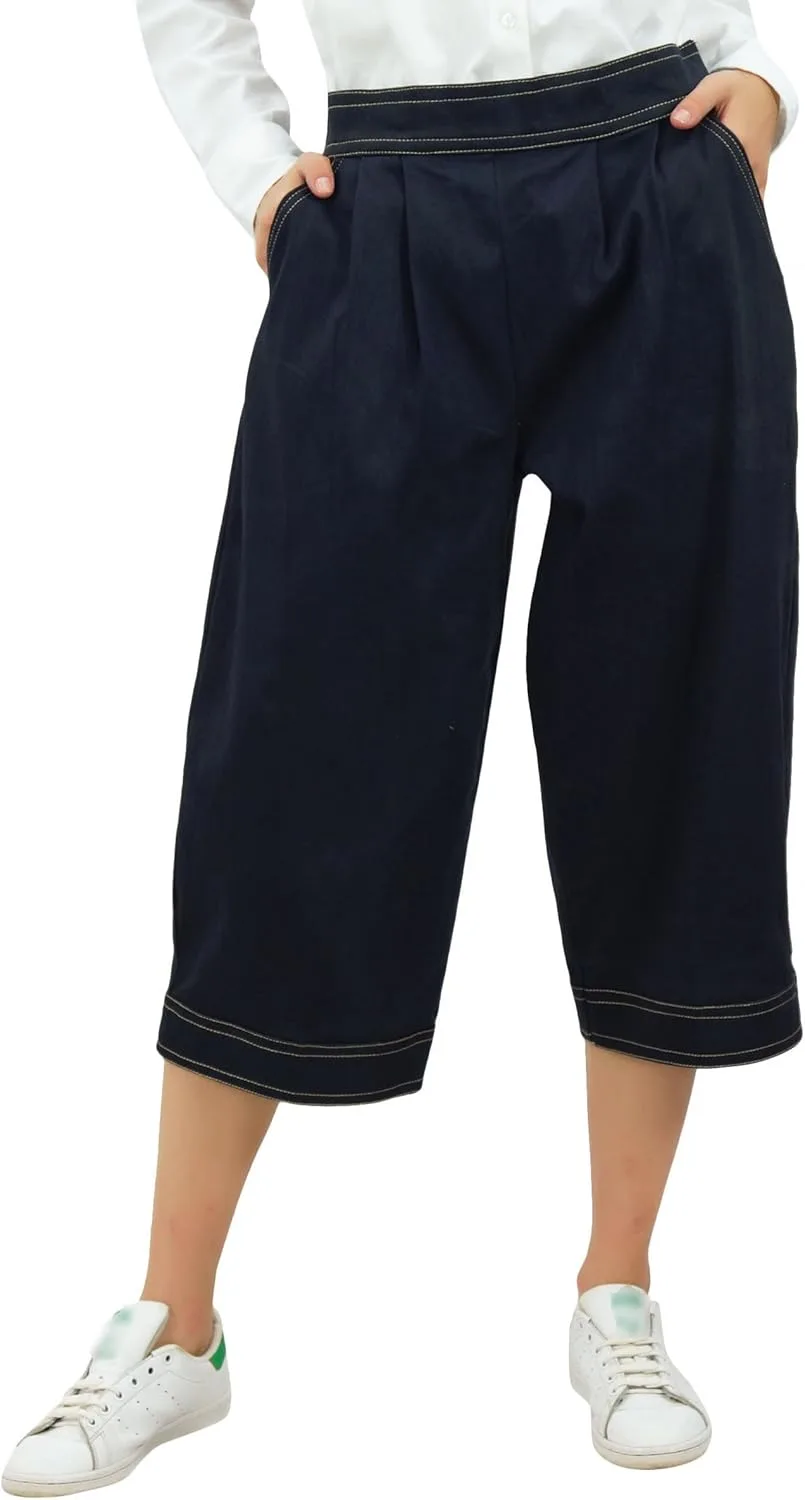 

Женские свободные джинсовые капри-кюлоты Bimba с эластичной спинкой