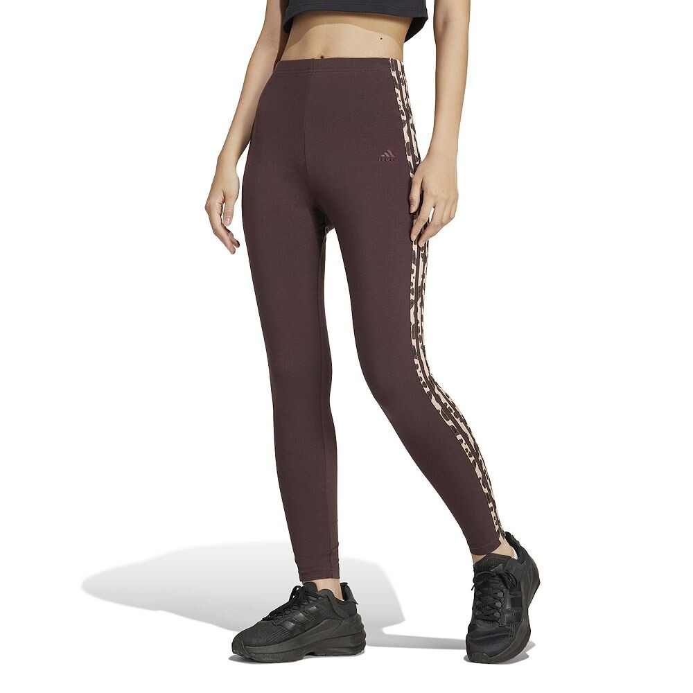 

Женские леггинсы с 3 полосками adidas Essentials с животным принтом Adidas, цвет Dark Brown