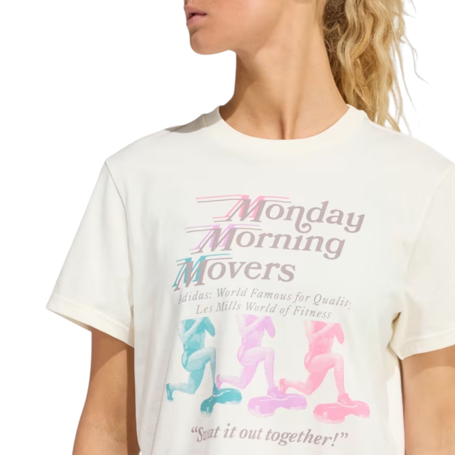 (WMNS) Футболка Adidas x Les Mills Movers Graphic T-Shirt 'Off White' — фото 4