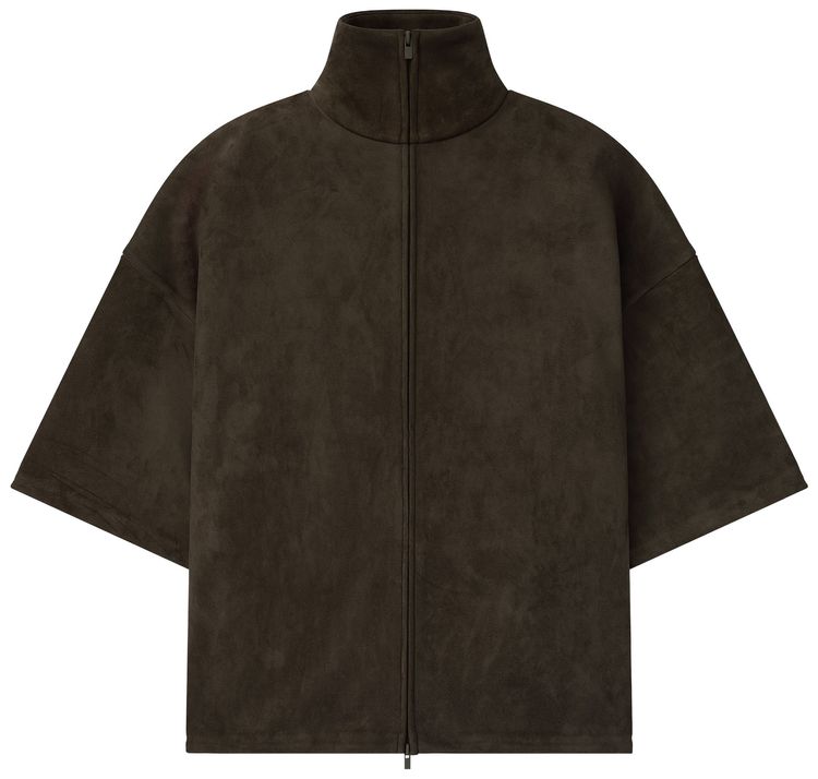 

Куртка Fear of God Essentials из замшевого флиса с высоким воротником и рукавами 3/4, коричневого цвета