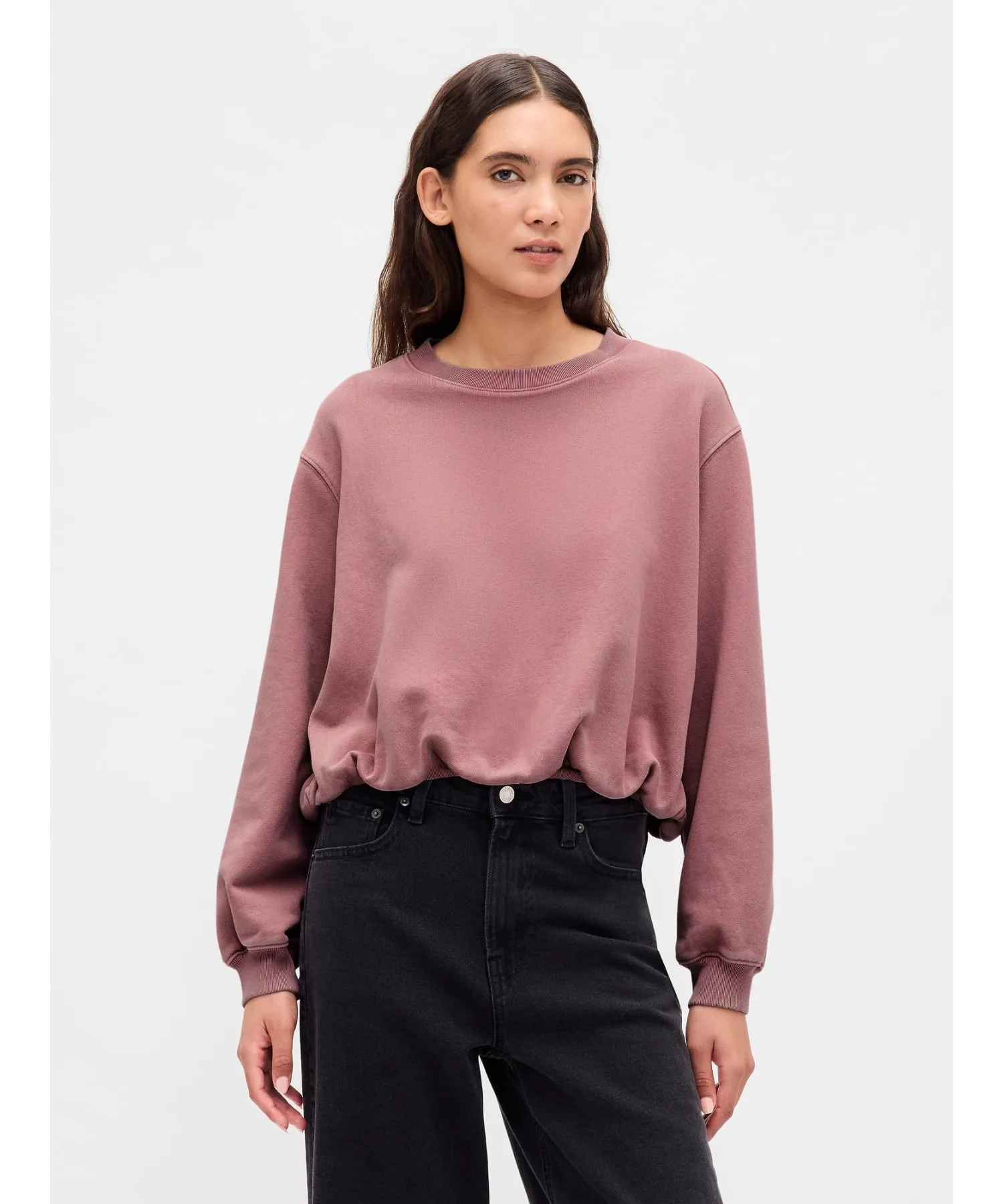 (W) Толстовка из плотной французской махровой ткани с объемным низом GAP, MAUVE_MOVES_WASH — фото 2