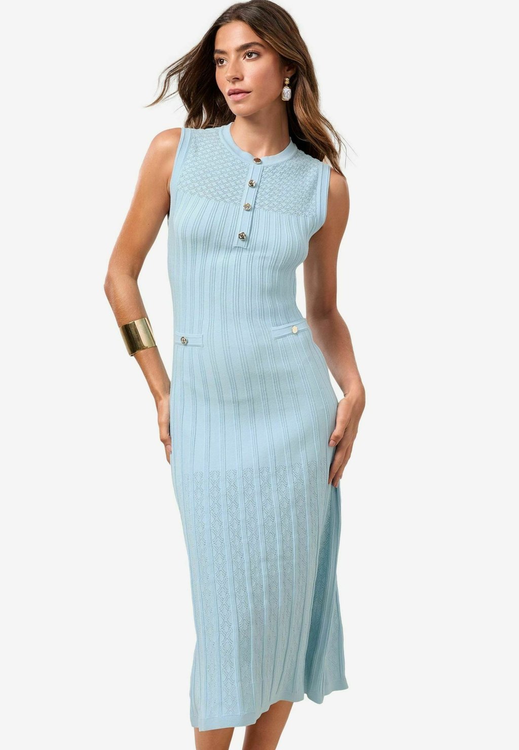 

Платье-джемпер POINTELLE BUTTONED SLEEVELESS MIDI Lipsy, синий