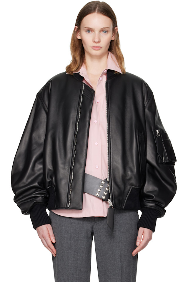 

Кожаная куртка-бомбер Anja The Attico, черный