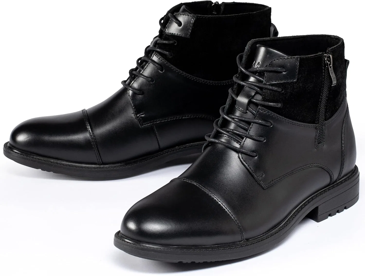 Мужские ботинки Holy Dove Oxford с боковой молнией, высококачественной черной кожей, средней шнуровкой, ботильоны Chukka, деловая рабочая обувь для мужчин — фото 3