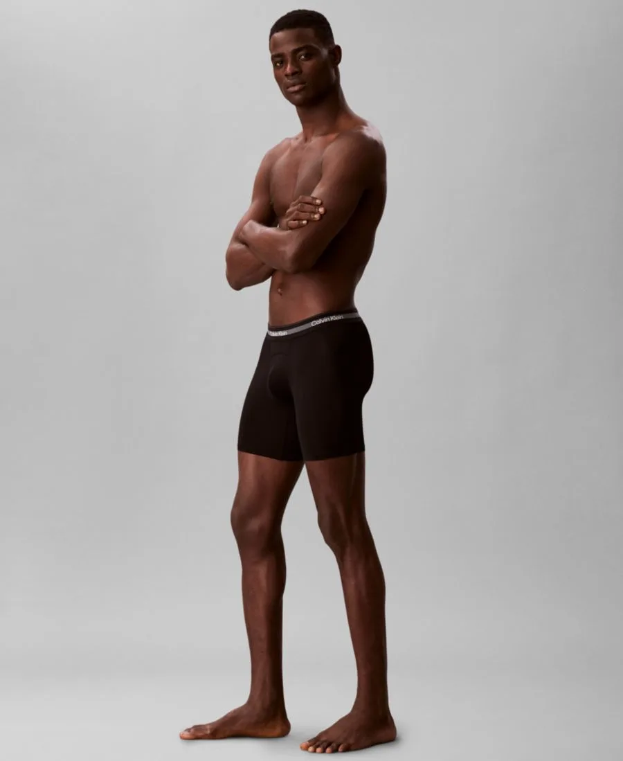 Мужские боксерские трусы Icon Active Mesh с удлиненными штанинами, комплект из 3 штук Calvin Klein, черный — фото 3