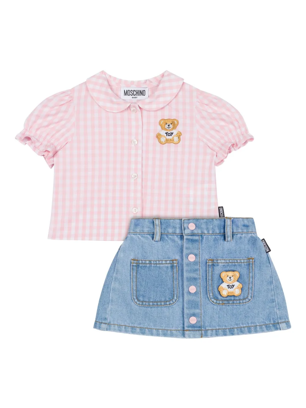 

Комплект из джинсовой юбки и топа Moschino Kids, синий