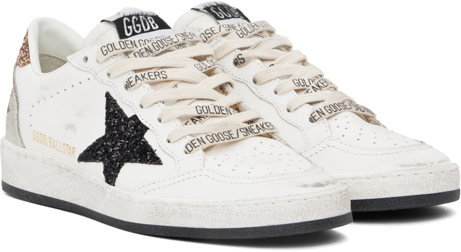 Белые кроссовки Ball Star Golden Goose, White/Black/Gold/Ice — фото 4