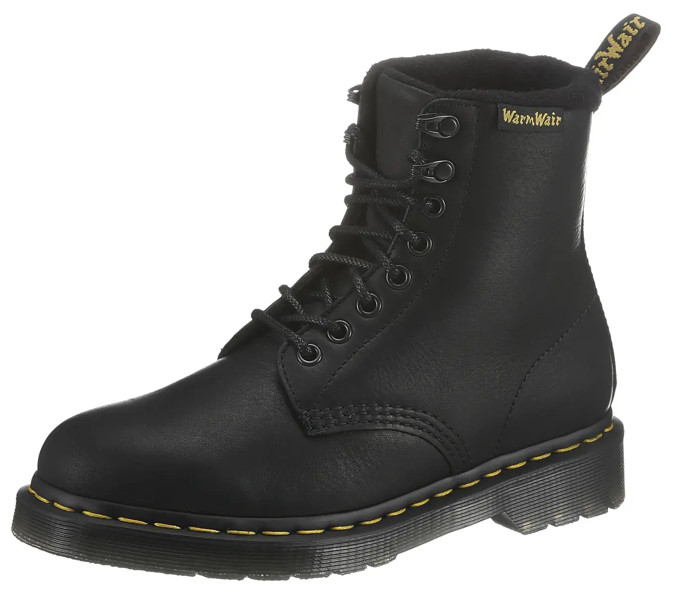 

Ботинки на шнуровке DR. MARTENS "1460 PASCAL 8 EYE BOOT" с контрастным рантовым швом, черный