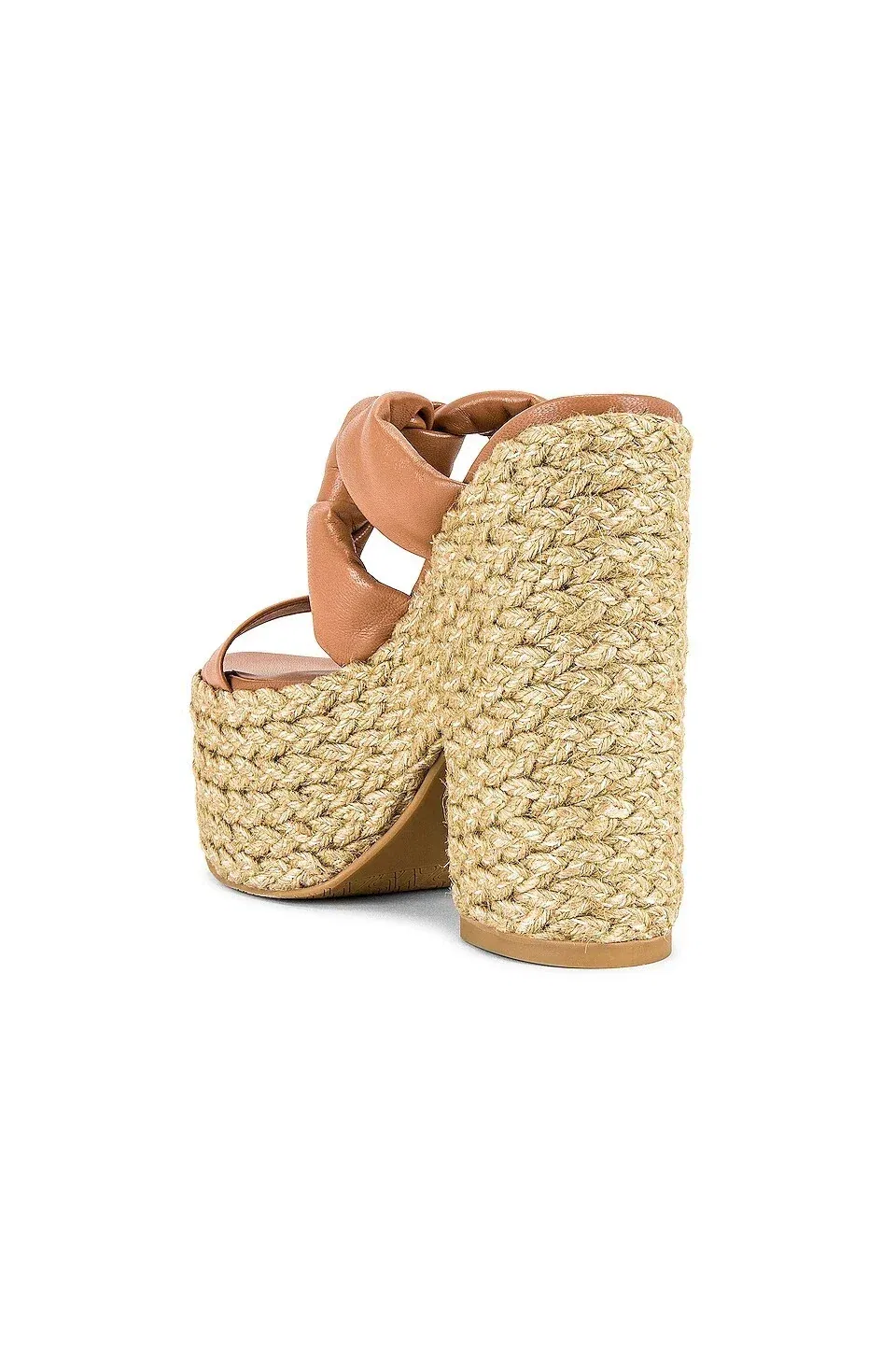 Мужские сандалии Stuart Weitzman Playa Sohigh 145 Knot Platform Slide, бежевые HTAT491 — фото 4