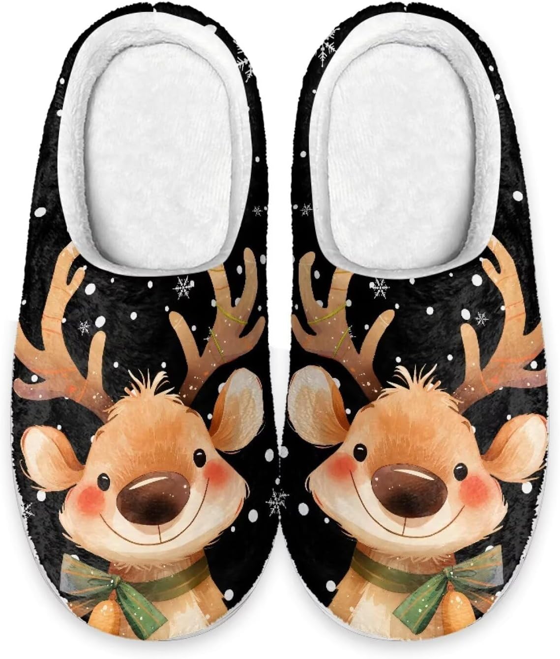 

Мужские и женские нескользящие тапочки, теплые мягкие уютные тапочки из фланели, домашняя обувь для спальни и улицы, размеры 2-12 Zcfygdx, Cartoon Moose Cute Print