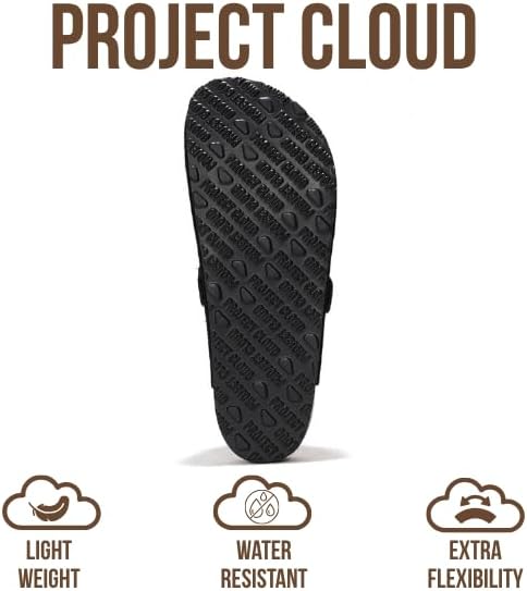 Мужские сабо Project Cloud - 100 натуральная кожа полного слоя, сабо с мемори-пеной для мужчин, поддержка свода стопы, пробковая стелька, противоскользящая подошва (Brooklyn), черный — фото 4