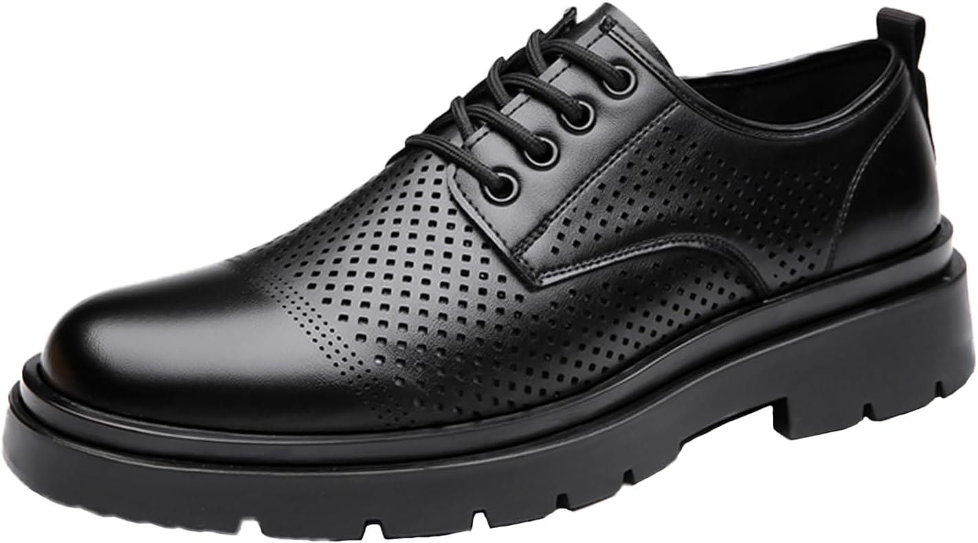 

Мужские кожаные туфли ENJGU Oxfords с толстой низкой подошвой, классические модельные с шнуровкой, бизнес-формальные дерби для смокинга, модные повседневные туфли-слипоны с круглым носком, противоскользящие, свадебные дерби Oxfords, черный