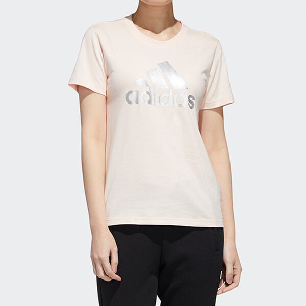 Футболка large shiny logo short sleeve pink Adidas, розовый — фото 3