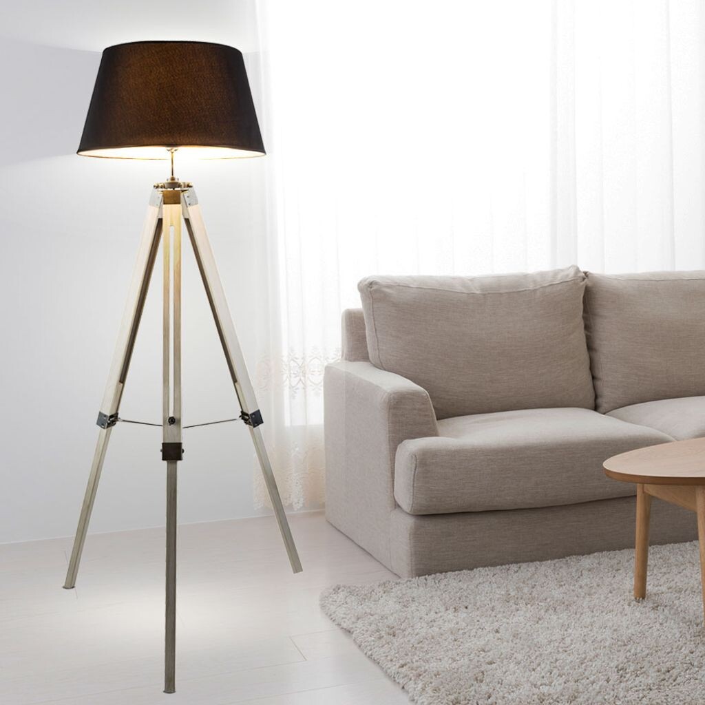 

Торшер, штатив, натуральное дерево, текстиль, H 145 см Globo Lighting, черный
