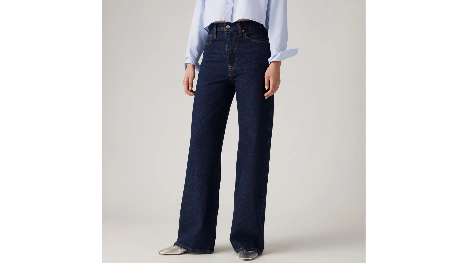 Женские джинсы Levi's Ribcage Wide Leg, темно-синий — фото 2
