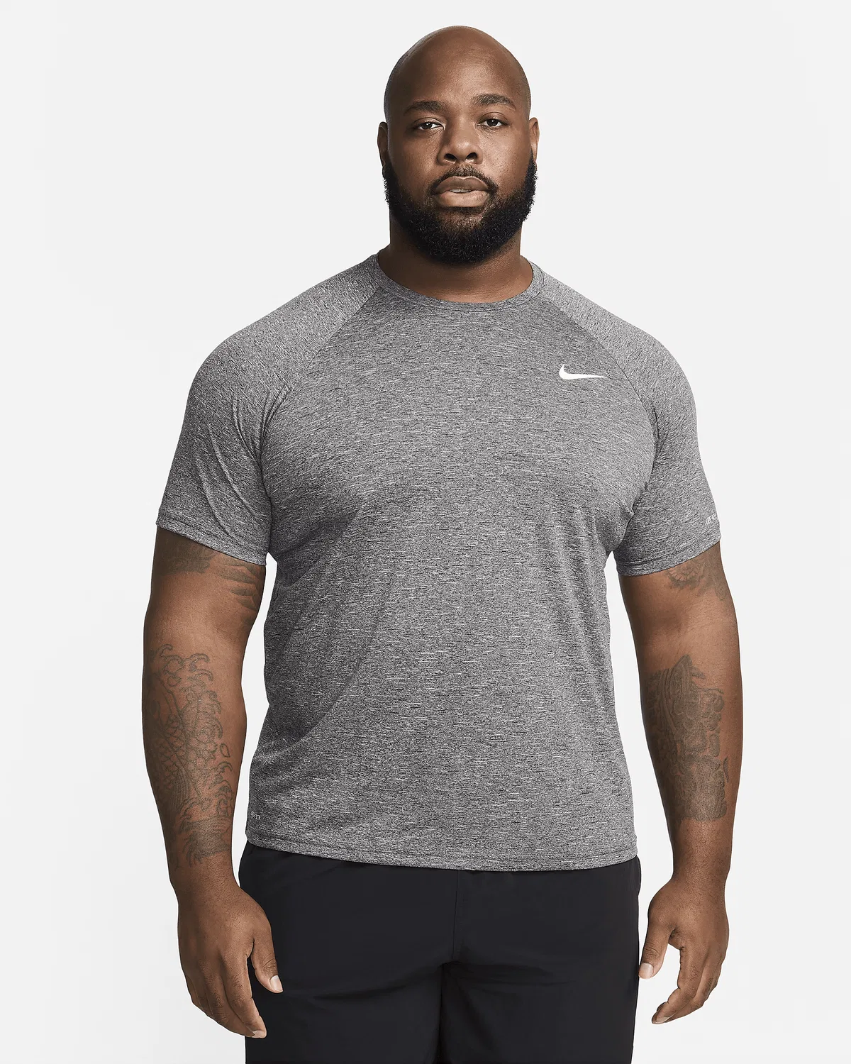 Мужская футболка Dri-FIT UV с коротким рукавом (Big & Tall) Nike Swim Hydroguard Essential, Black