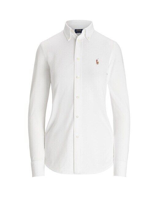 Женская базовая рубашка с логотипом Polo Ralph Lauren, белый — фото 4