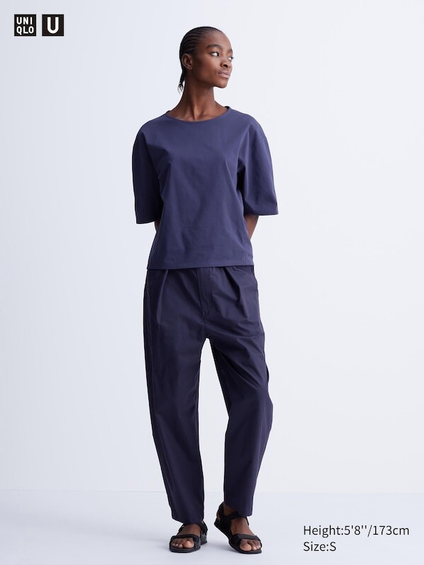 

Укороченные брюки с парашютом длинные Uniqlo, синий