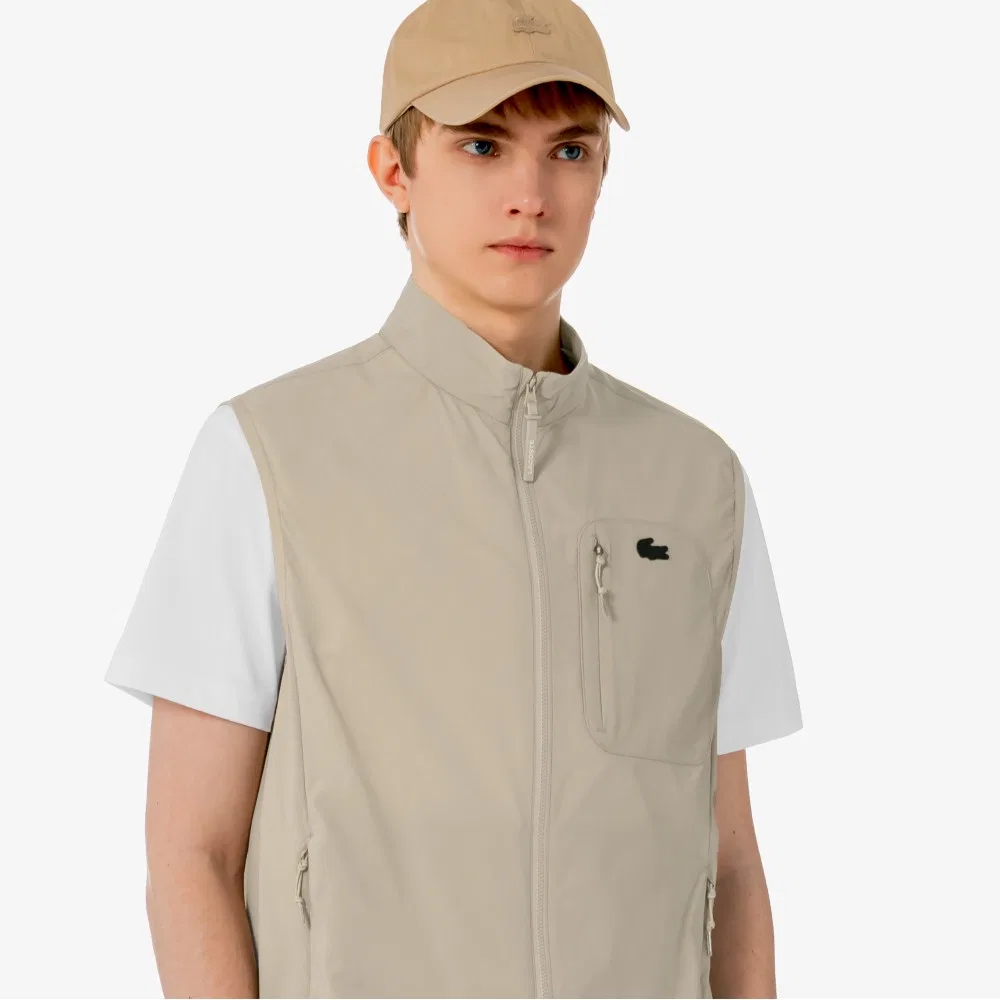 Мужской жилет из премиального тренировочного комплекта бежевого цвета от Lacoste — фото 2