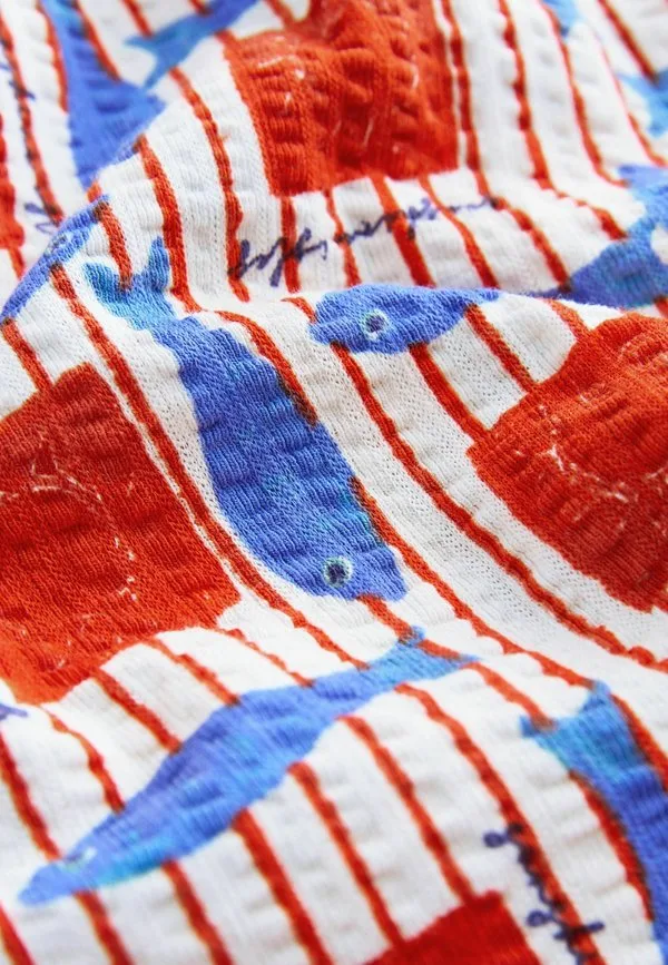 Шорты прямого кроя с поясом на завязках Next, Red Blue Fish Print — фото 3