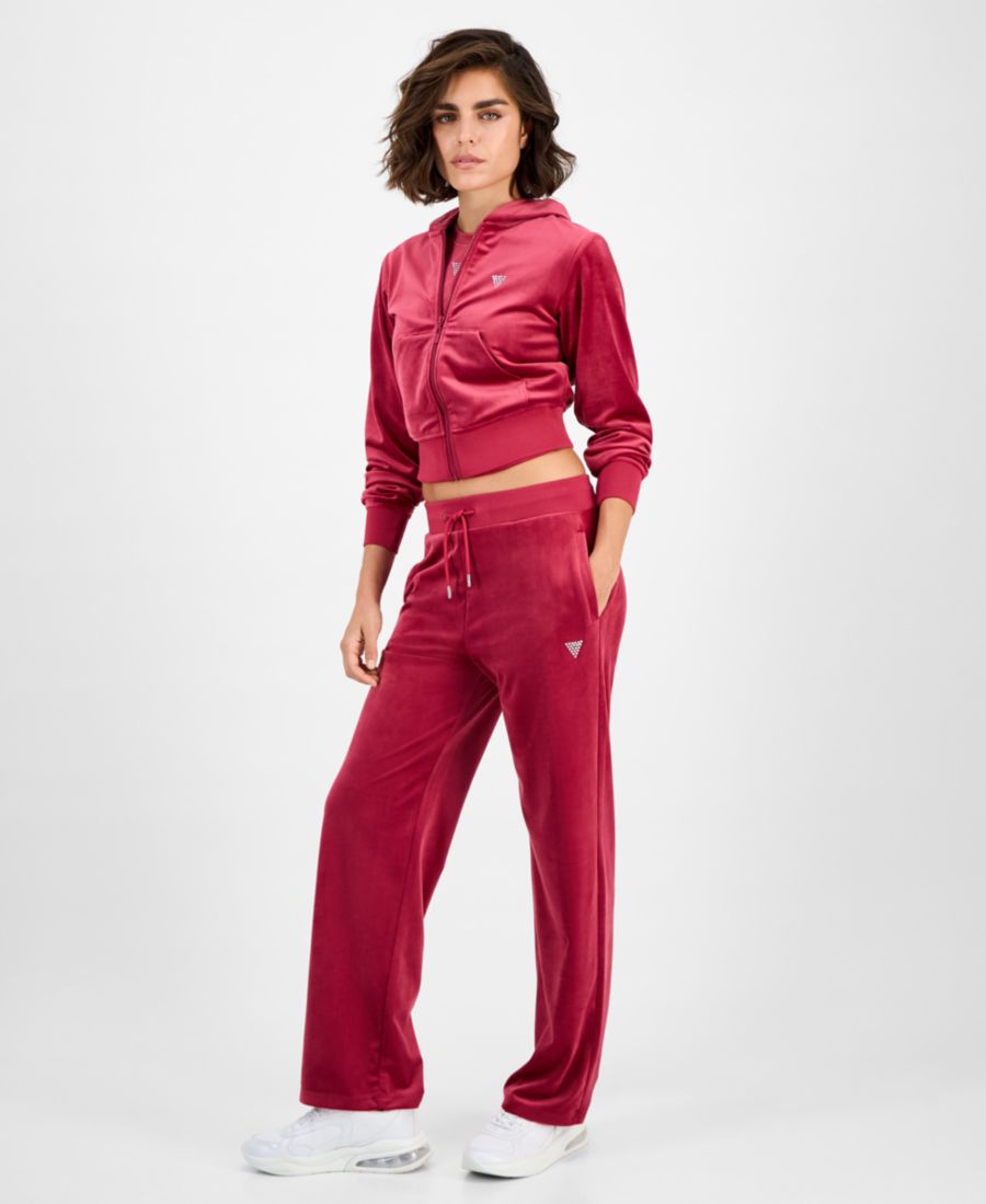 

Женские велюровые брюки прямого кроя от кутюр GUESS, Mid Magenta