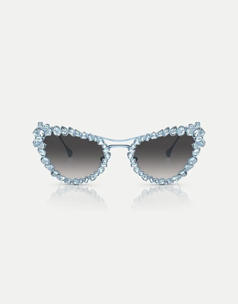 

Солнцезащитные очки Swarovski Sk7011 необычной формы с серыми линзами матового светло-голубого цвета