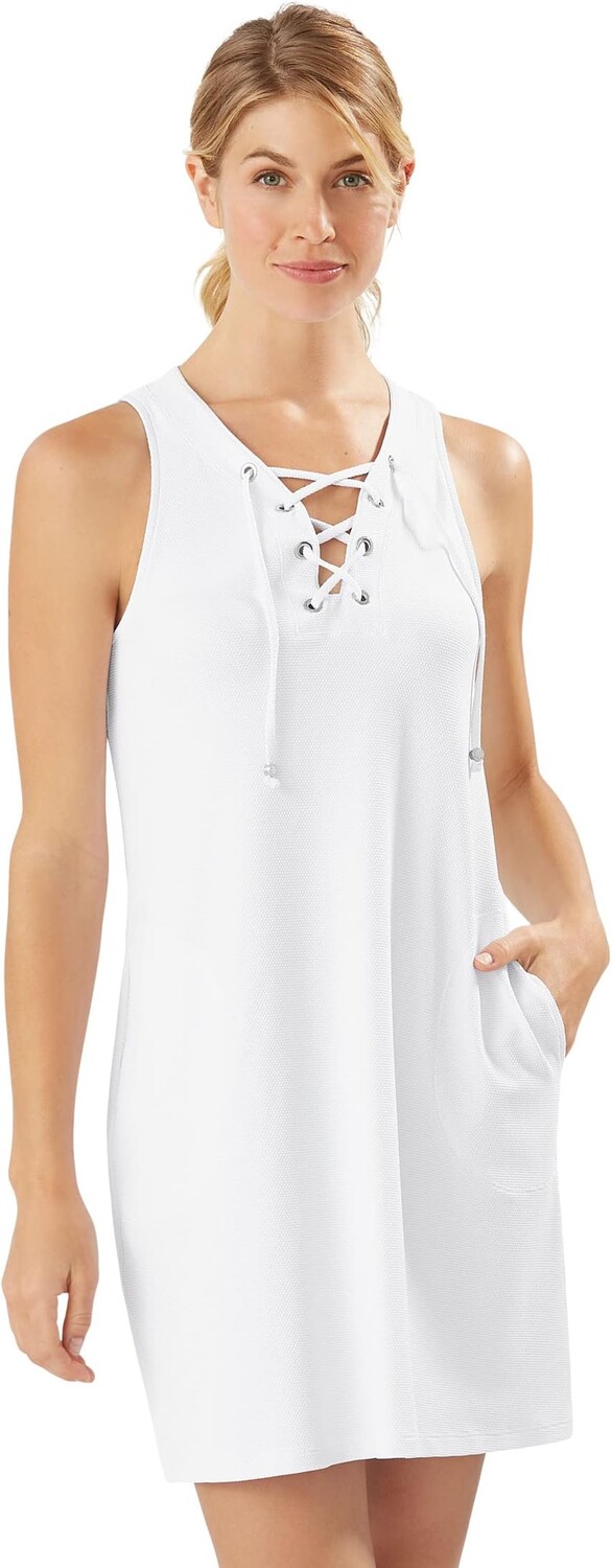 

Пляжное платье Tommy Bahama Color-Block Lace-Up Spa Dress, белый