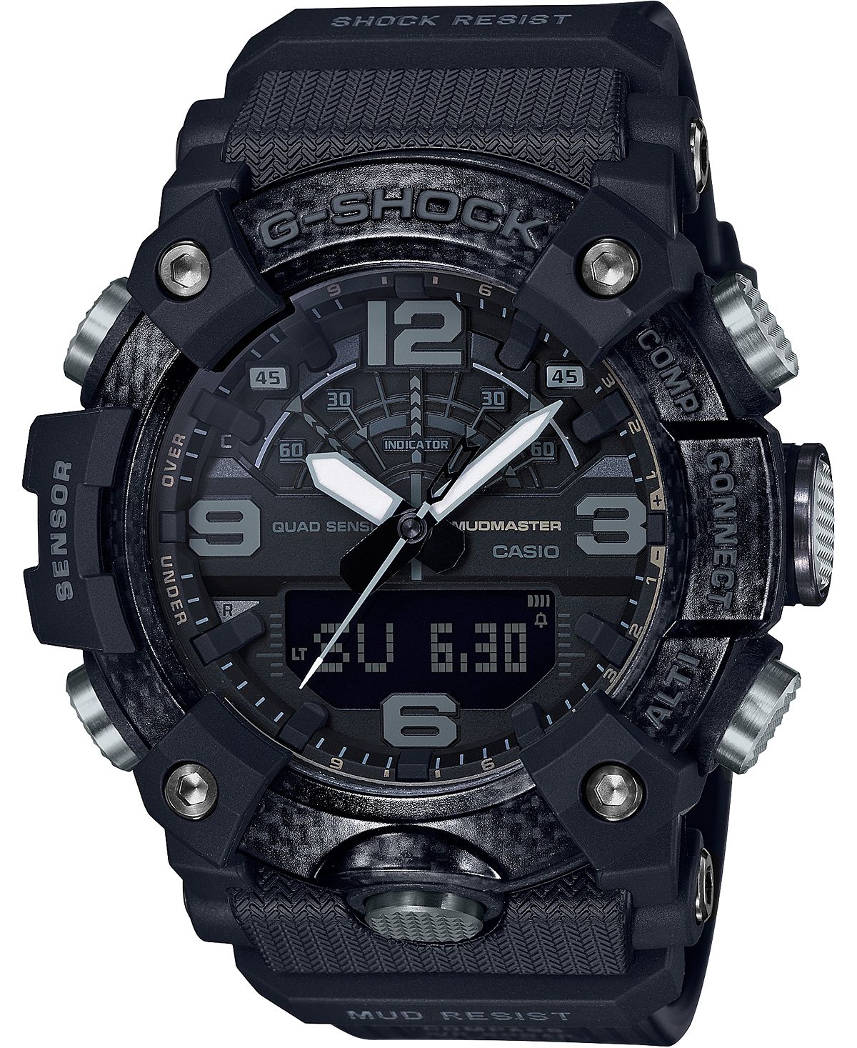 

Мужские аналогово-цифровые часы Mudmaster с черным полимерным ремешком, 53 мм G-Shock