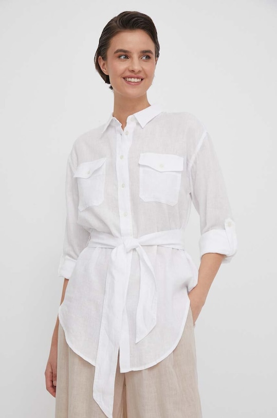 

Льняная рубашка Lauren Ralph Lauren, белый