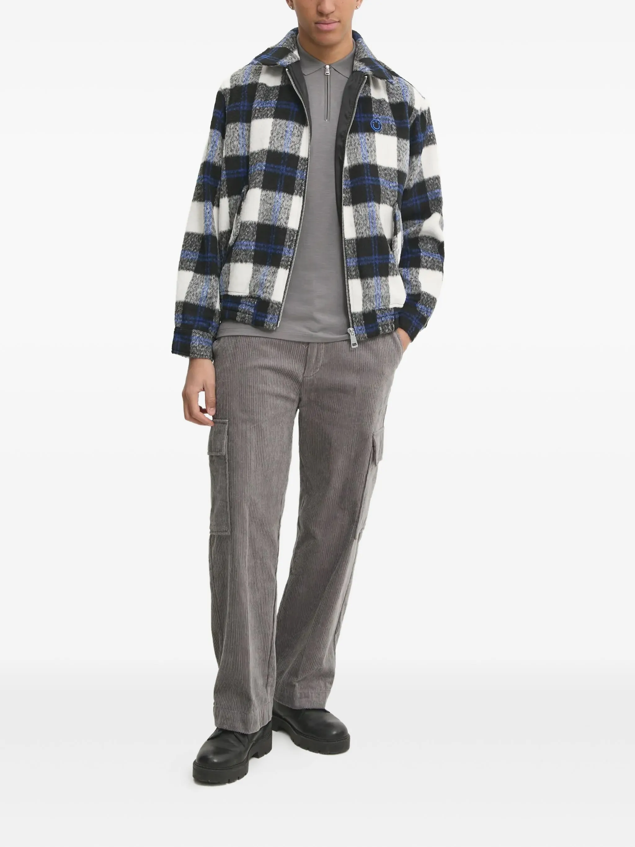 

Рубашка поло с воротником на молнии Hugo, серый