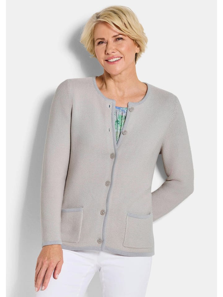 

GOLDNER Элегантный кардиган с карманами, цвет «камень»/с узором
