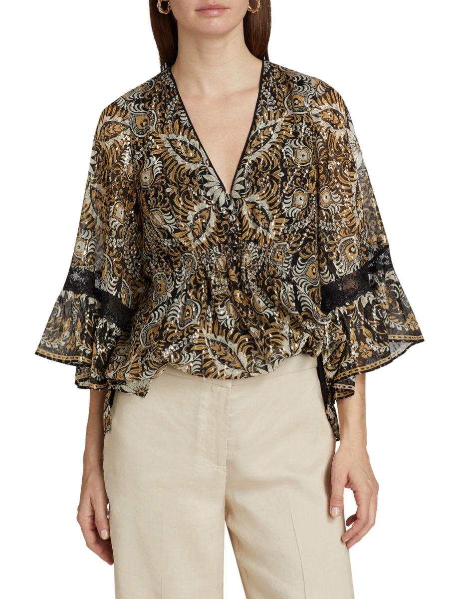 

Блузка Ele Metallic Jacquard Kobi Halperin, черный мульти