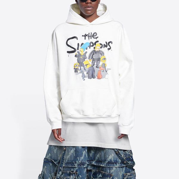 Толстовка x the simpsons cotton hoodie wide fit 'white' Balenciaga, белый — фото 4