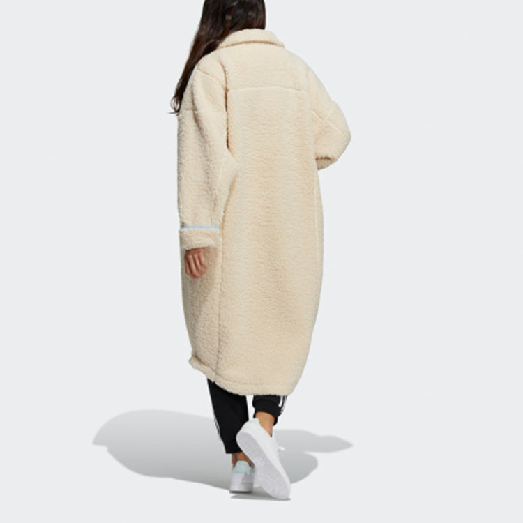 Пальто (WMNS) adidas Originals Lamb's Wool Long Coat 'Cream Yellow' — фото 3