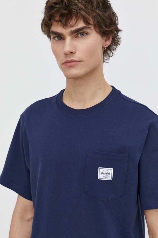 

Хлопковая футболка Herschel, темно-синий