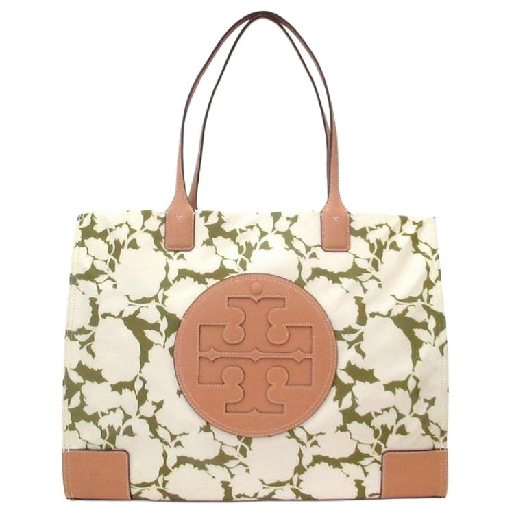 

Сумка-шоппер Ella из ткани с зеленым цветочным принтом TORY BURCH