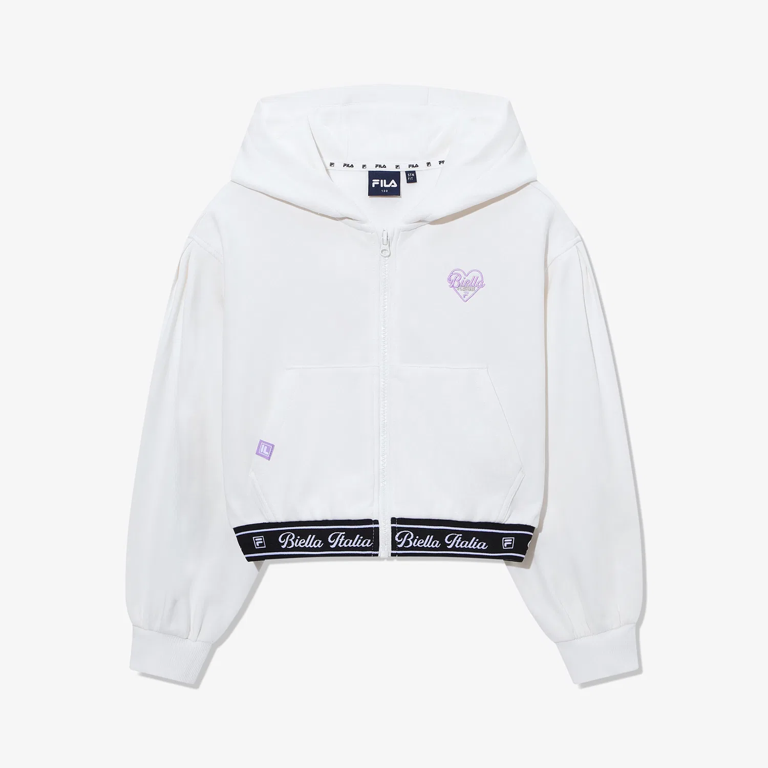 Детская укороченная худи на молнии Fila Kids Balloon Fit белого цвета