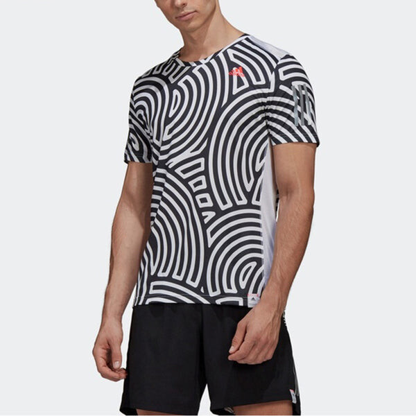 Футболка Men's adidas x Hiroko Takahashi Riko Crossover Round Neck Printing Casual Sports Running Short Sleeve Black T-Shirt, черный — фото 3