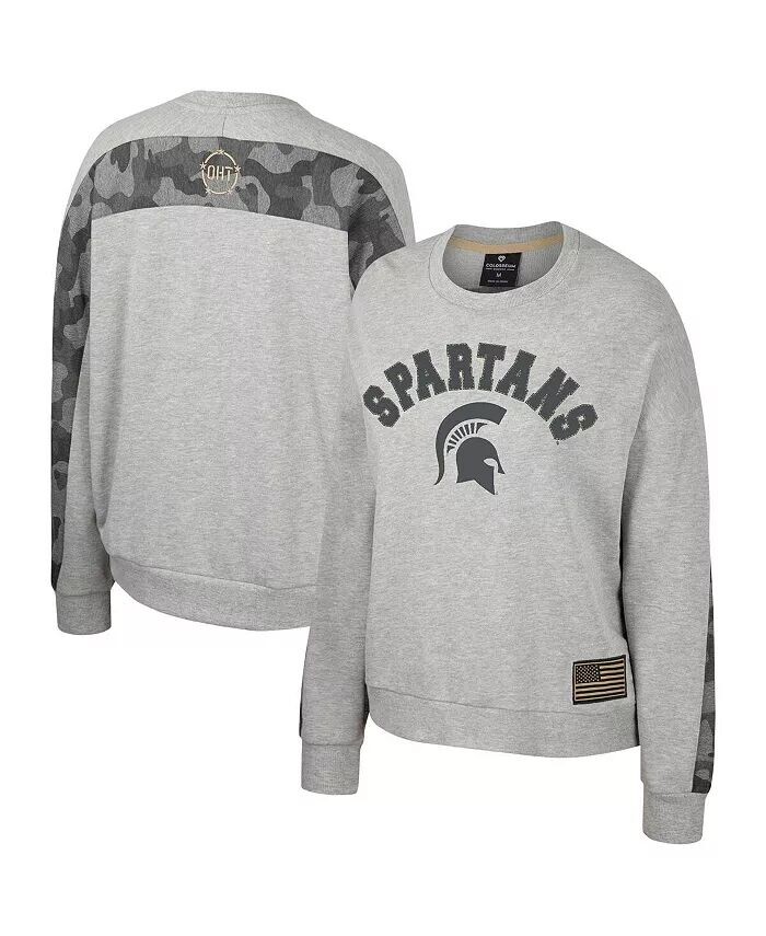 

Женская толстовка-пуловер Dolman цвета Heather Grey с надписью «Michigan State Spartans OHT» Colosseum