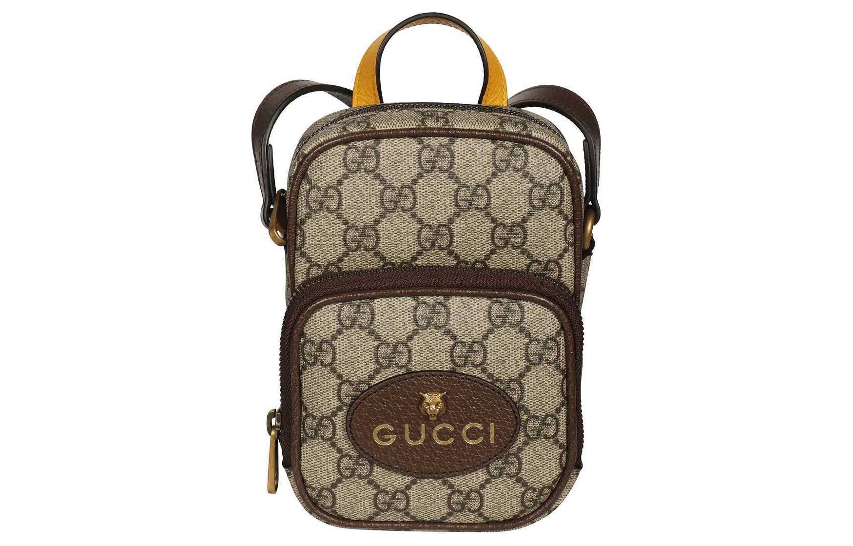 

GUCCI Унисекс мини-сумка через плечо из телячьей кожи с нео-винтажным принтом