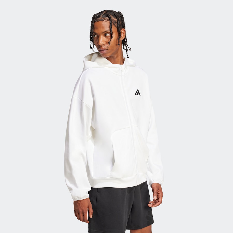 Спортивная толстовка с капюшоном на молнии ADIDAS SPORTSWEAR, белый — фото 3