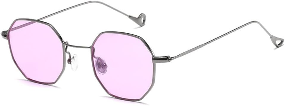 

Солнцезащитные очки в металлической оправе с зеркальными линзами для женщин, классические шестиугольные прозрачные солнцезащитные очки для мужчин, модные MTZJH, Purple