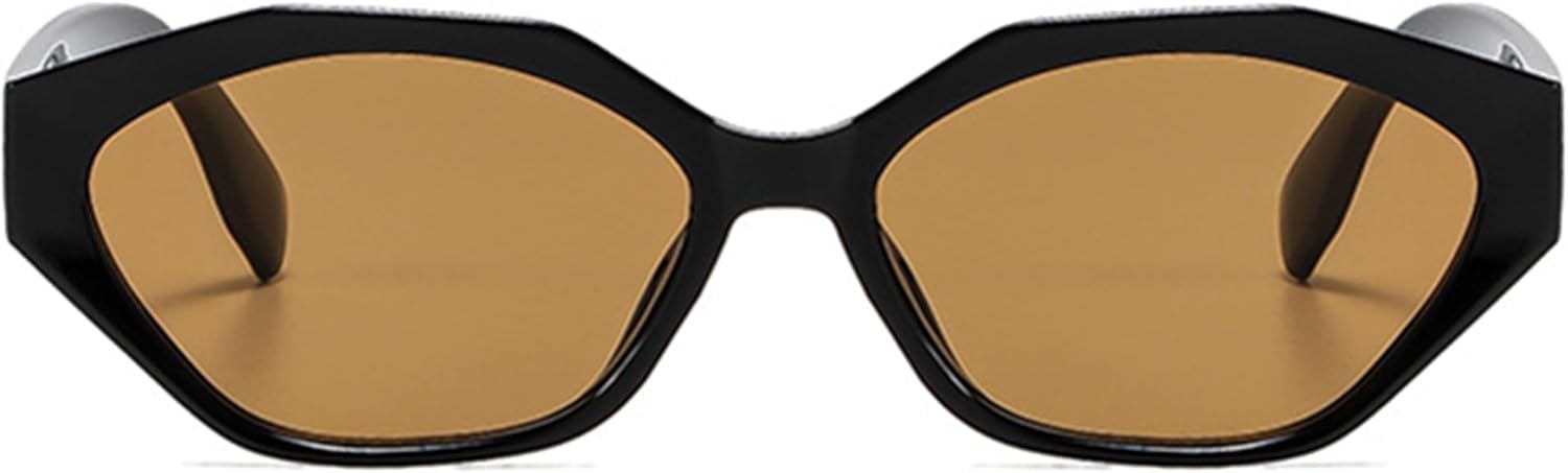 

bullabulling Модные солнцезащитные очки Polygon Cat Eye для женщин, ретро-очки с леопардовым принтом, маленькие солнцезащитные очки UV400 для мужчин, трендовые солнцезащитные очки, Black Tea