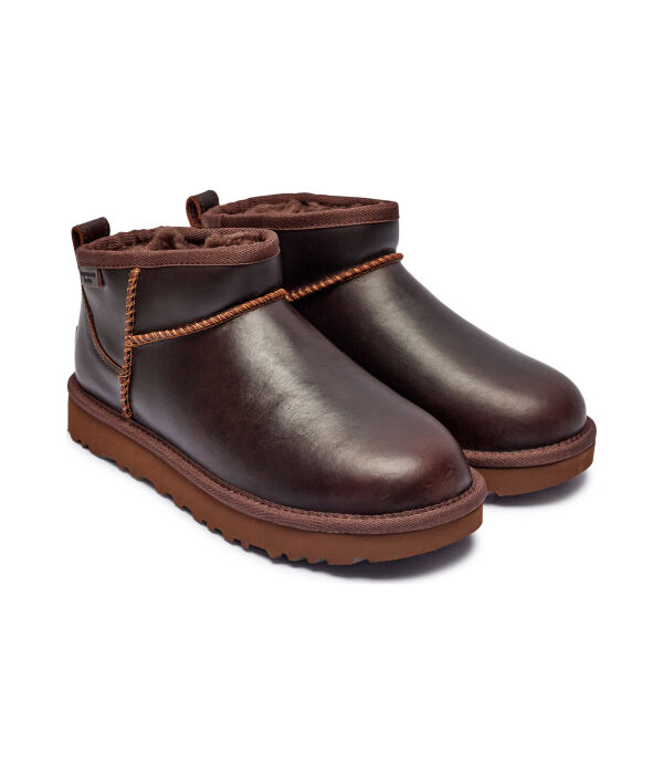Ботинки кожаные зимние UGG, темно-коричневый — фото 3