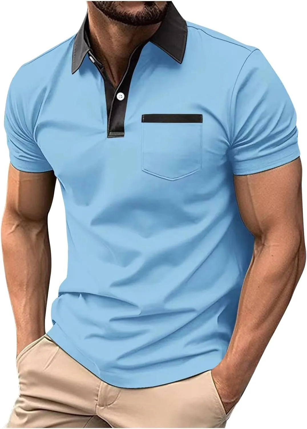 

Мужская классическая футболка поло для гольфа с коротким рукавом и карманом